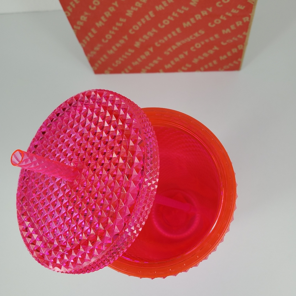 Starbucks Holiday Neon Pink Iridescent Cold Cup - Picture 6 of 8